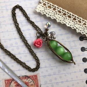 Peas in a pod gemstone necklace
